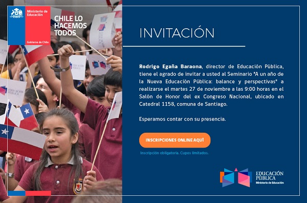 Invitación seminario: «A un año de la Nueva Educación Pública: balance y perspectivas»